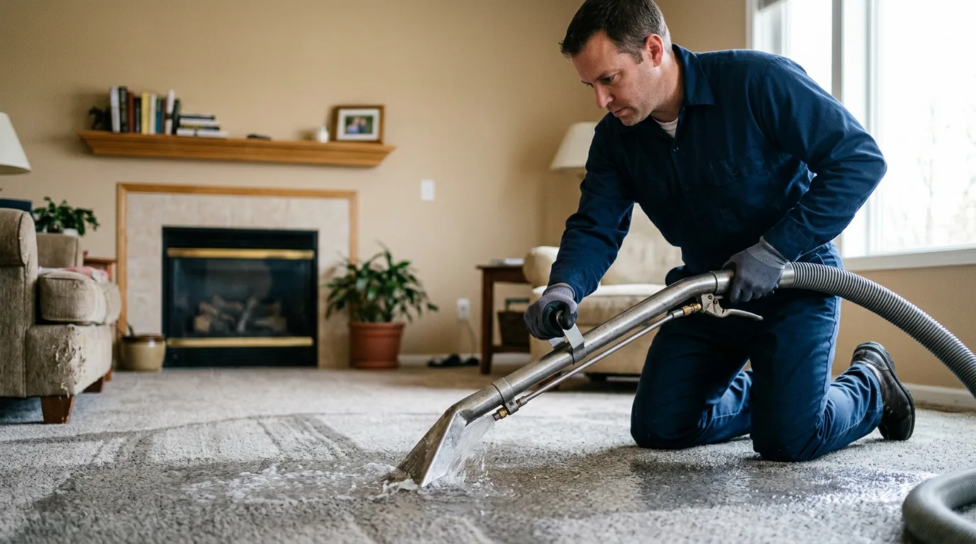 Water damage restoration technician working near Fairfield, TX